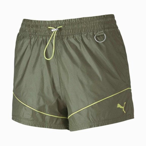 NWT Puma Womens Evide Workout Set Crop Top Bra Shorts Green - Picture 5 of 12